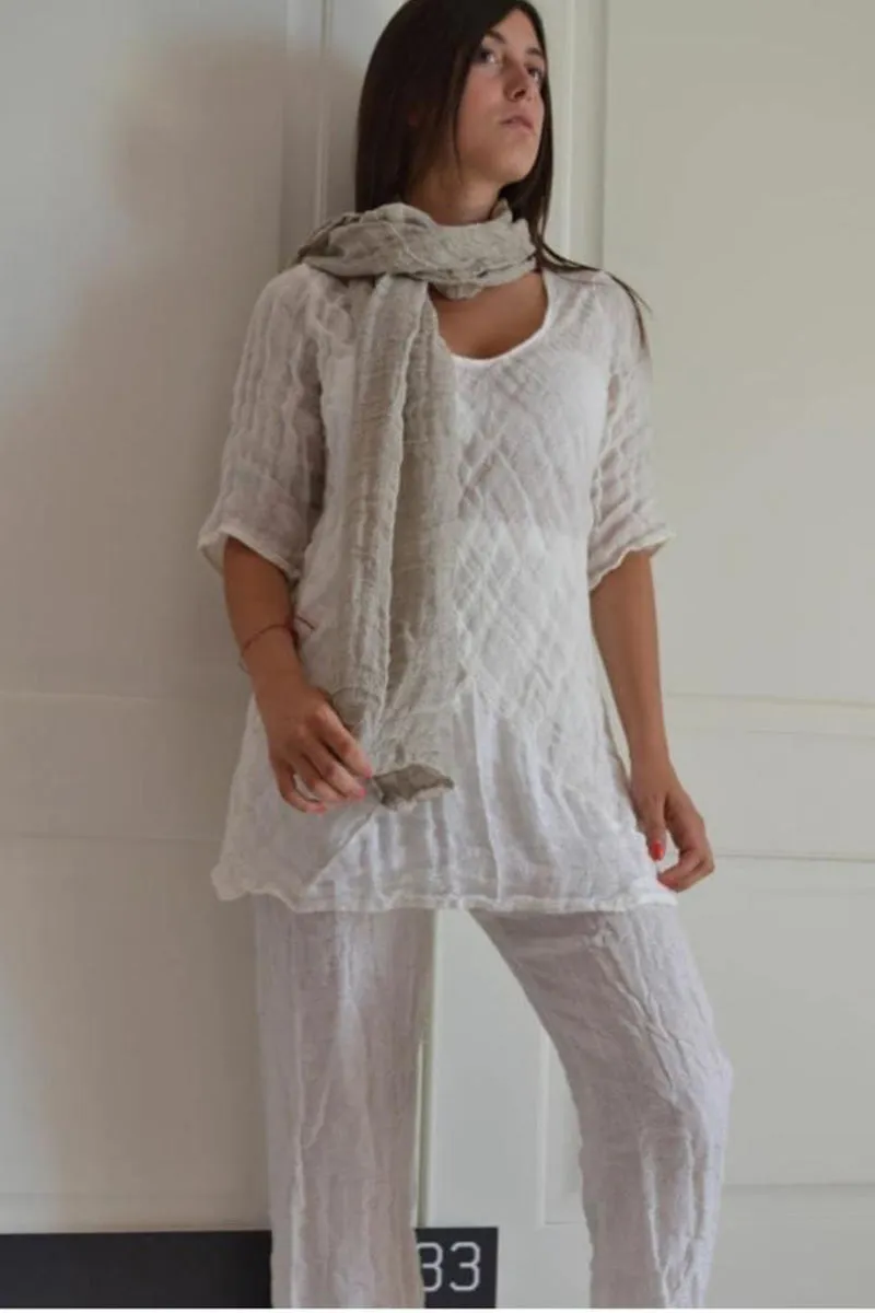 Pure Italian Linen Positano Long Top