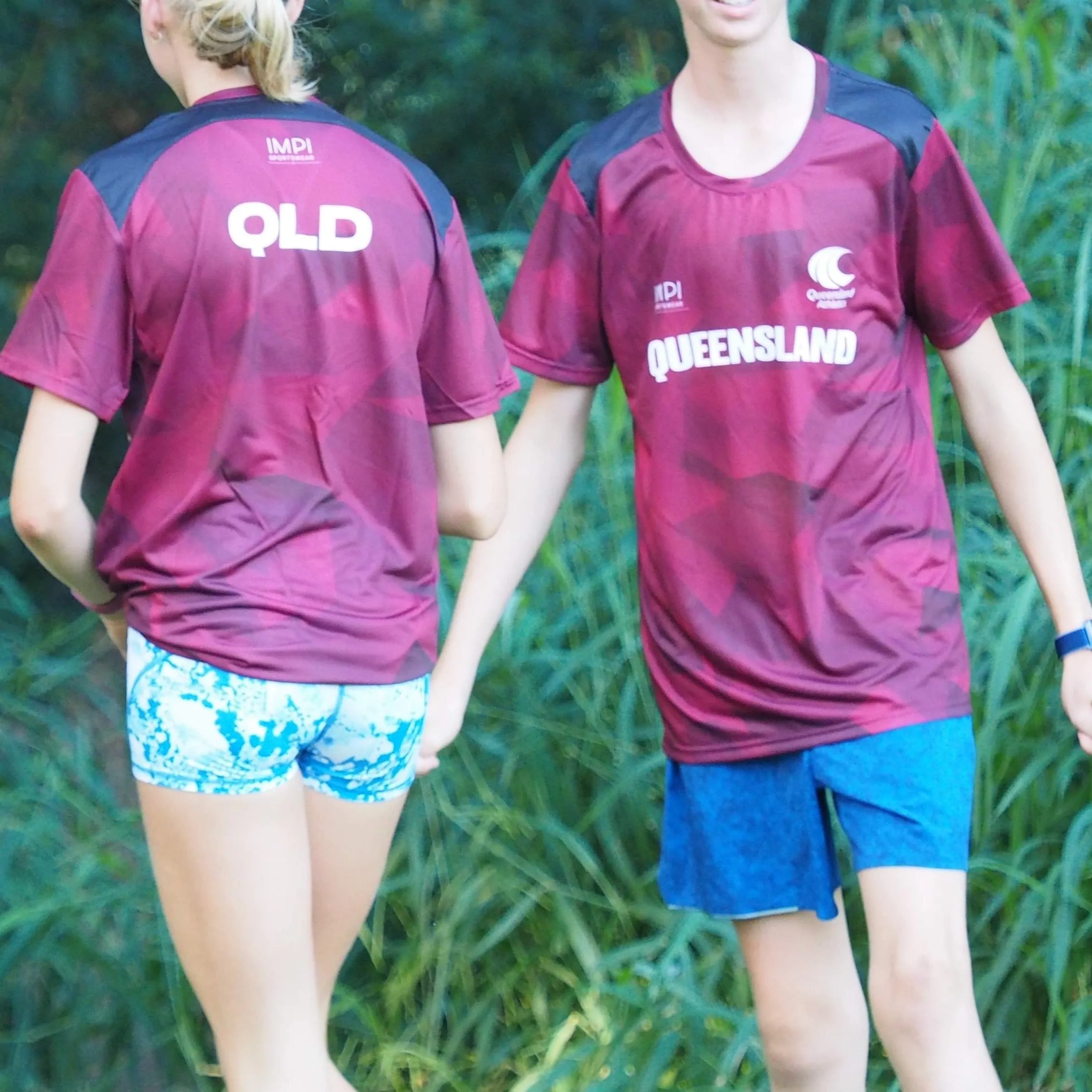 QLD Athletics - Ladies Maroon and Black Training Tee