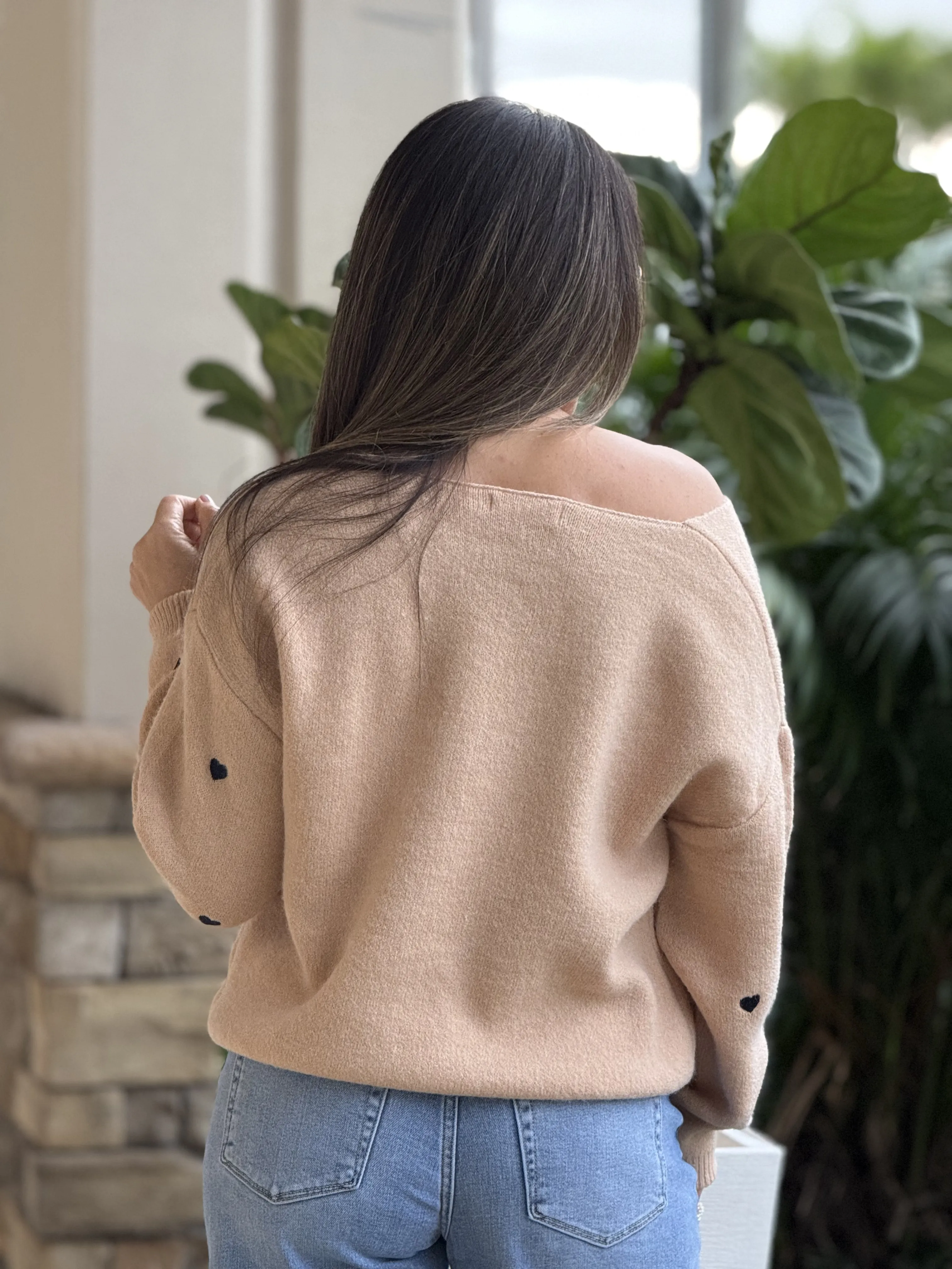 "Cupid" Soft Heart Shape Sweater , Relaxed Fit