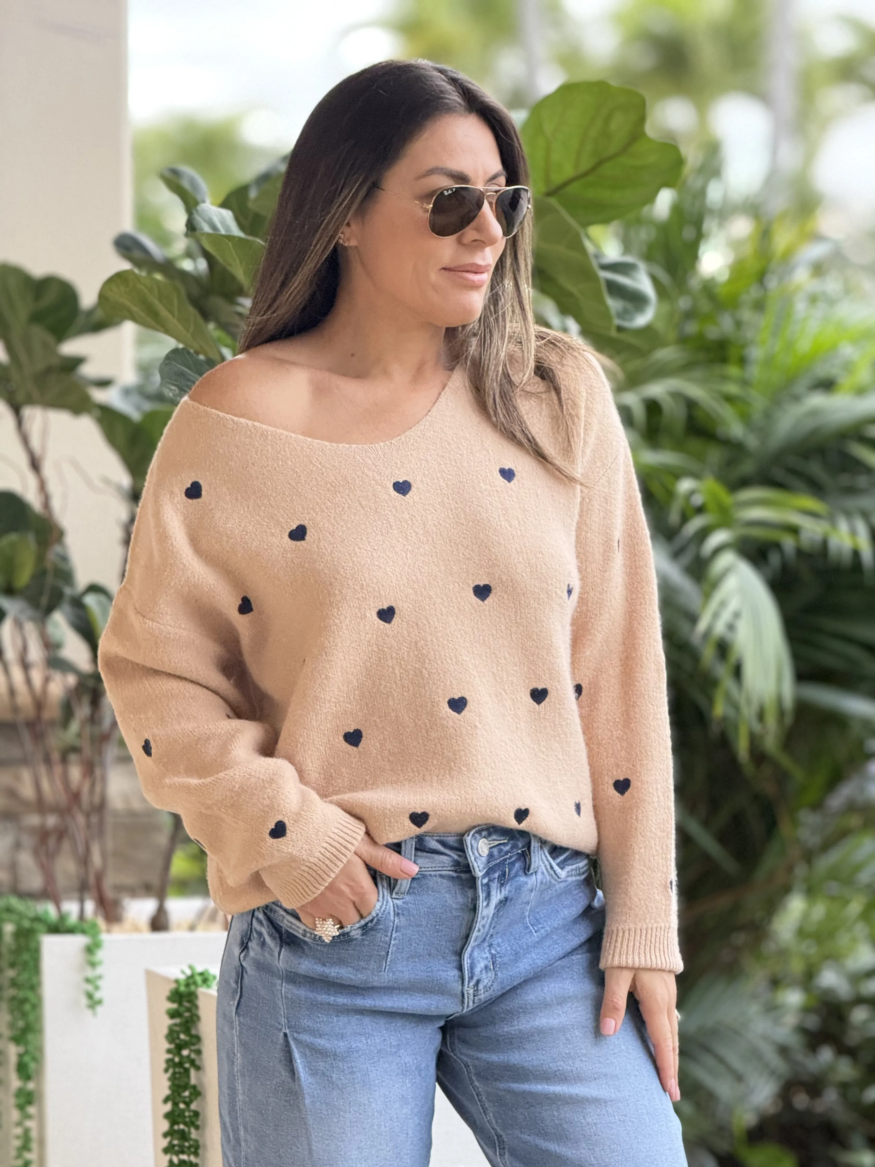 "Cupid" Soft Heart Shape Sweater , Relaxed Fit