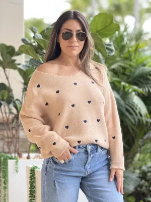 "Cupid" Soft Heart Shape Sweater , Relaxed Fit