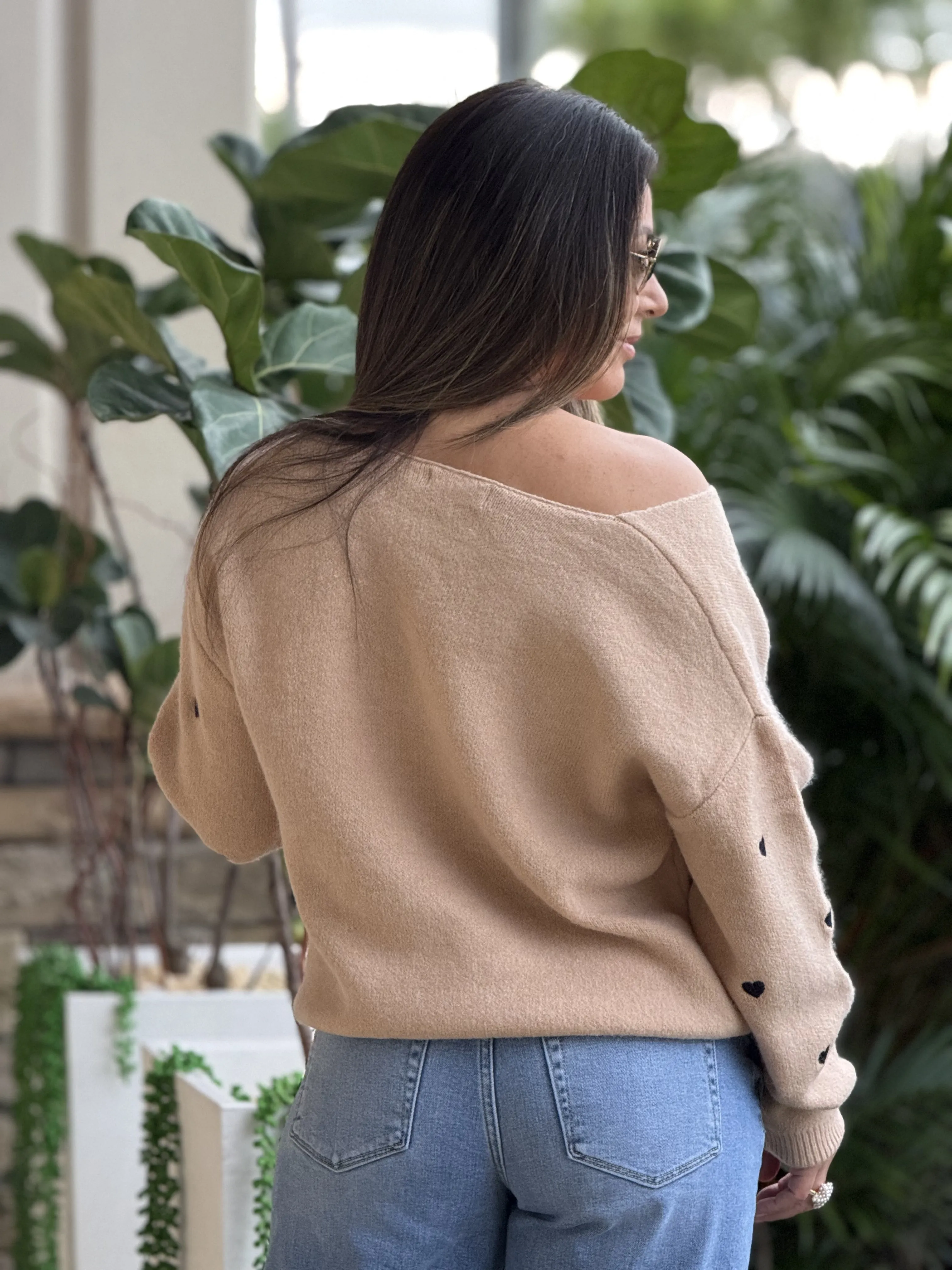 "Cupid" Soft Heart Shape Sweater , Relaxed Fit