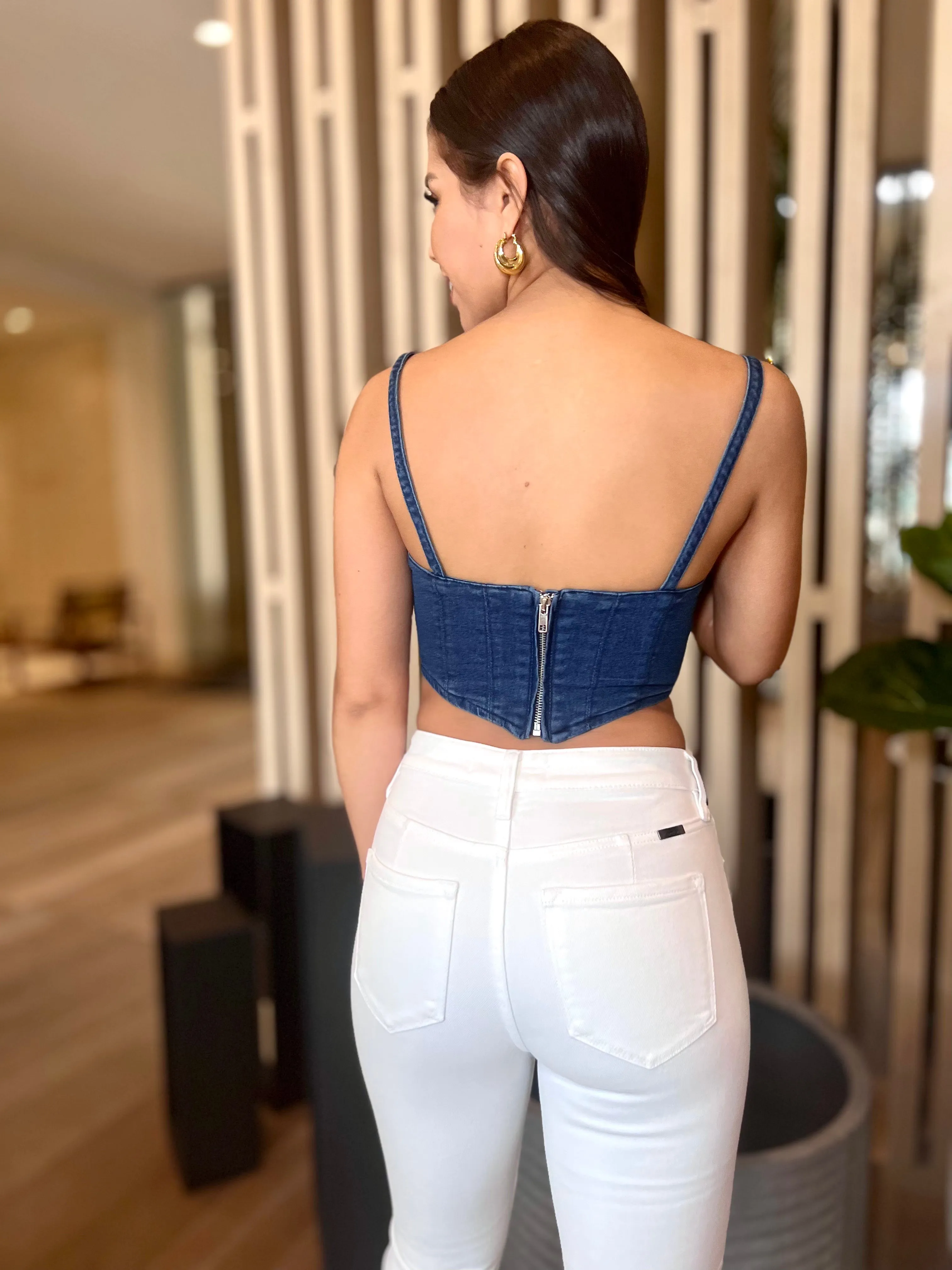 "Dawn" Sleeveless Denim Crop Top