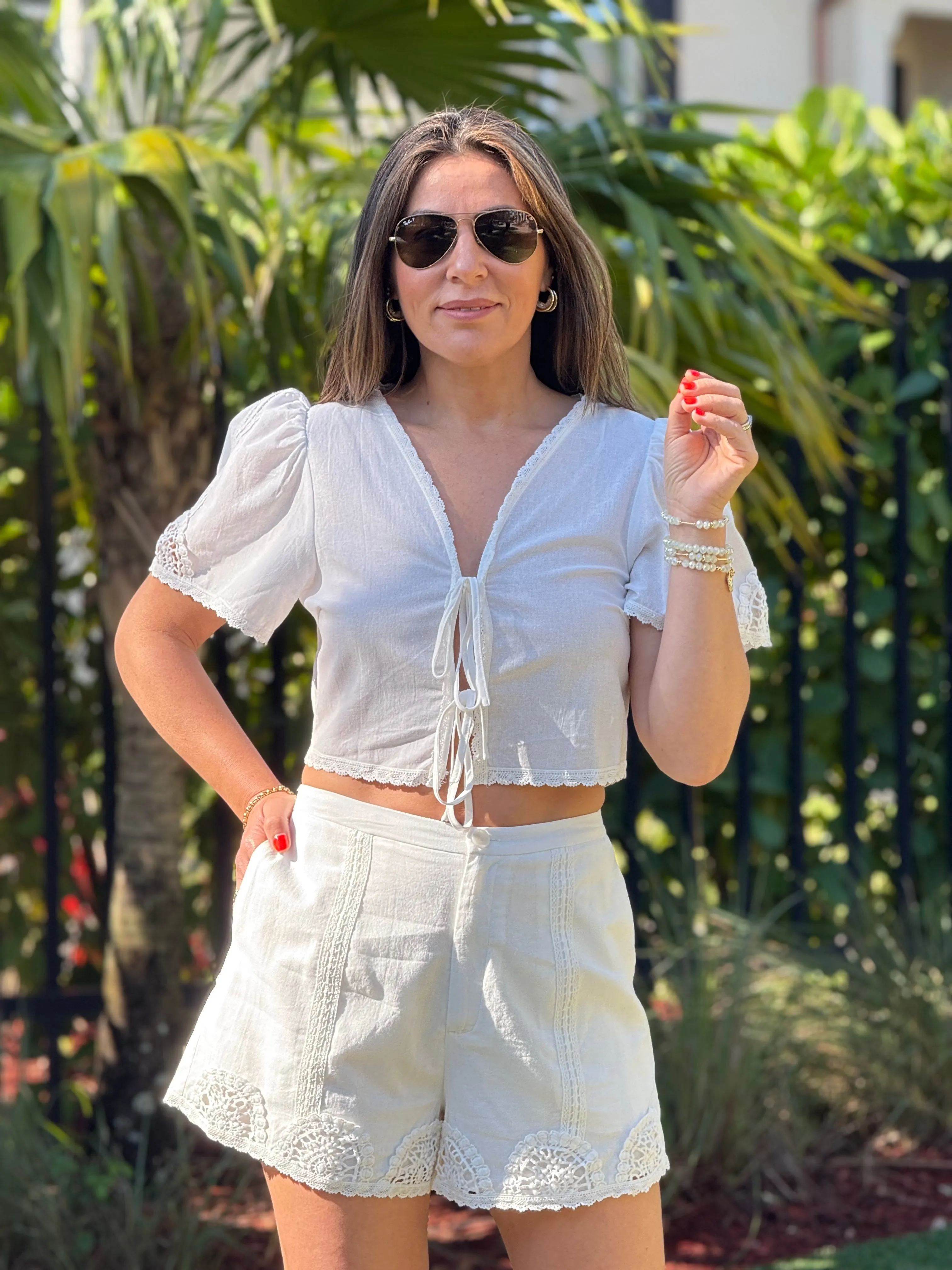"Georgy" Short Puff Crop Top And Matching Shorts Set