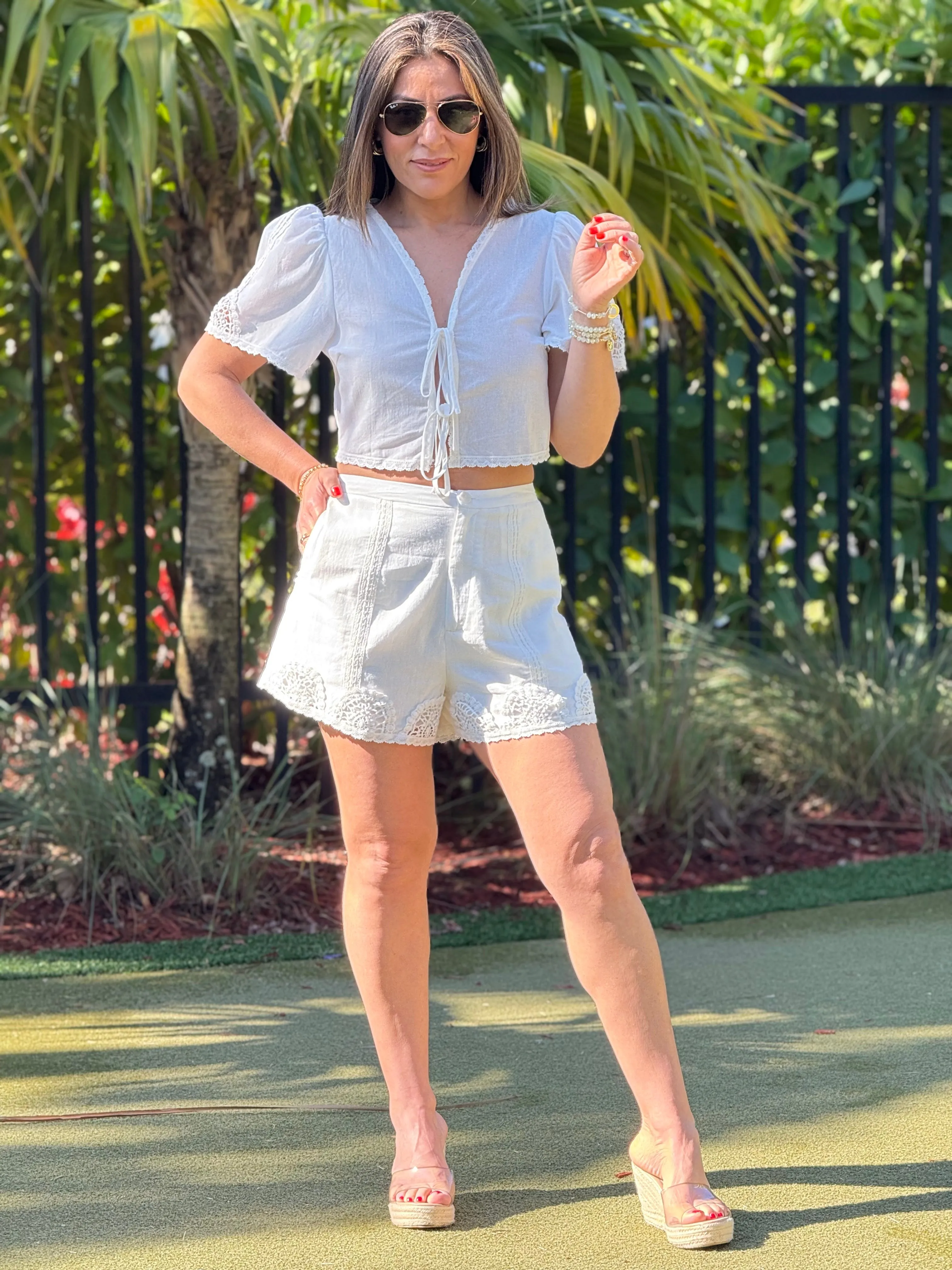 "Georgy" Short Puff Crop Top And Matching Shorts Set
