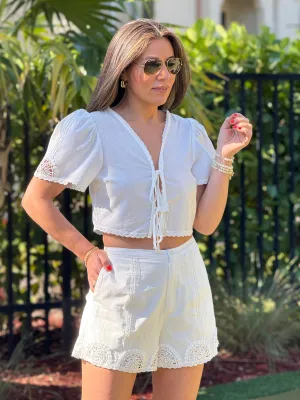"Georgy" Short Puff Crop Top And Matching Shorts Set