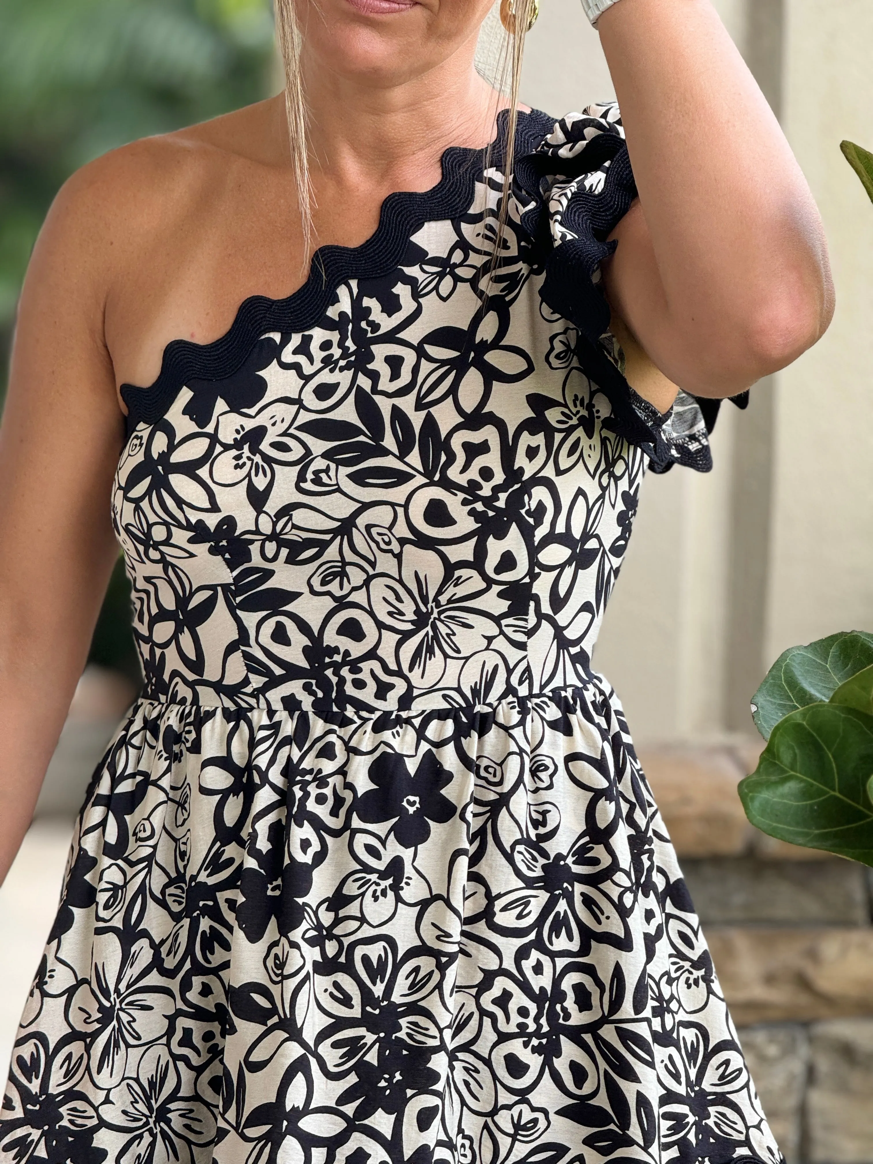 "Malika" Printed one Shoulder Mini Dress