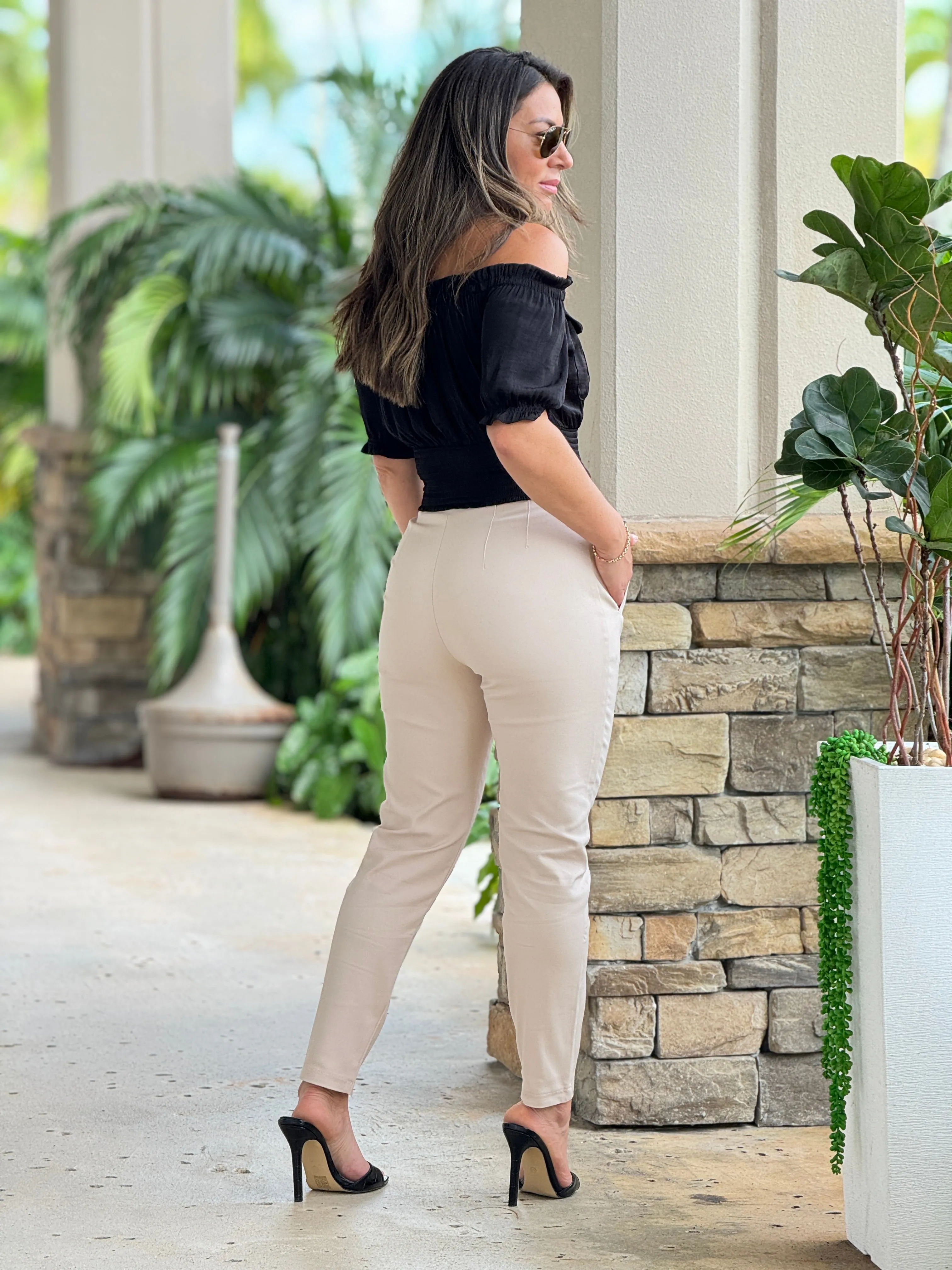 "Melinda" Off Shoulder Front Pockets Top