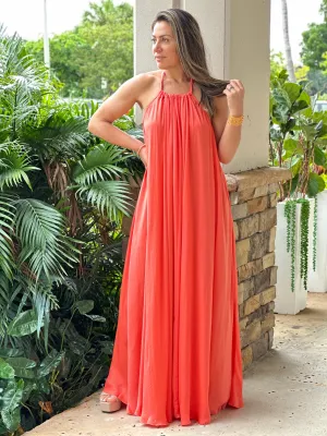 "Monique" Halter Braid Neck Strap Backless Maxi Dress