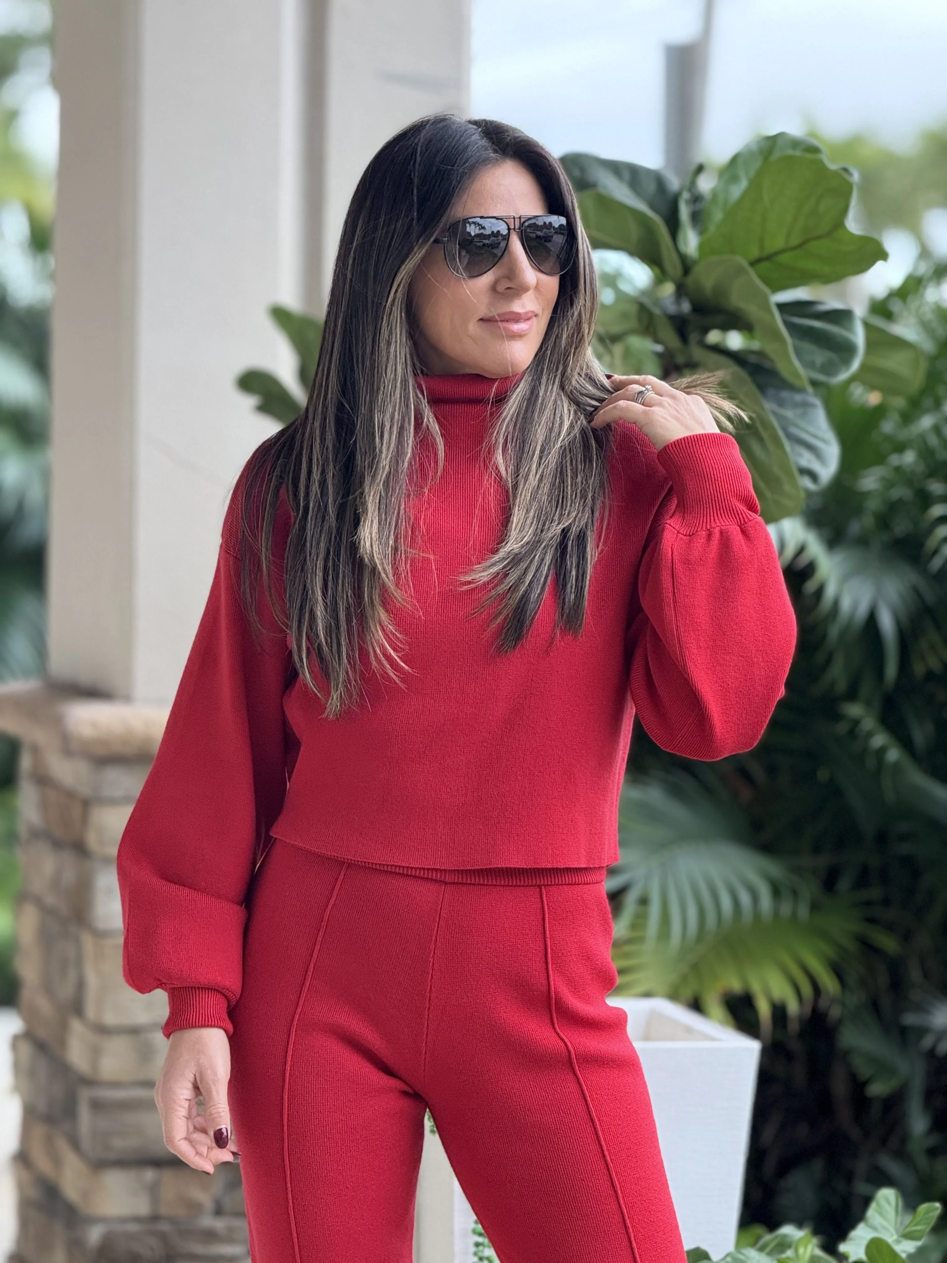 "Sonya" Turtle neck Knit Sweater And Pants Set