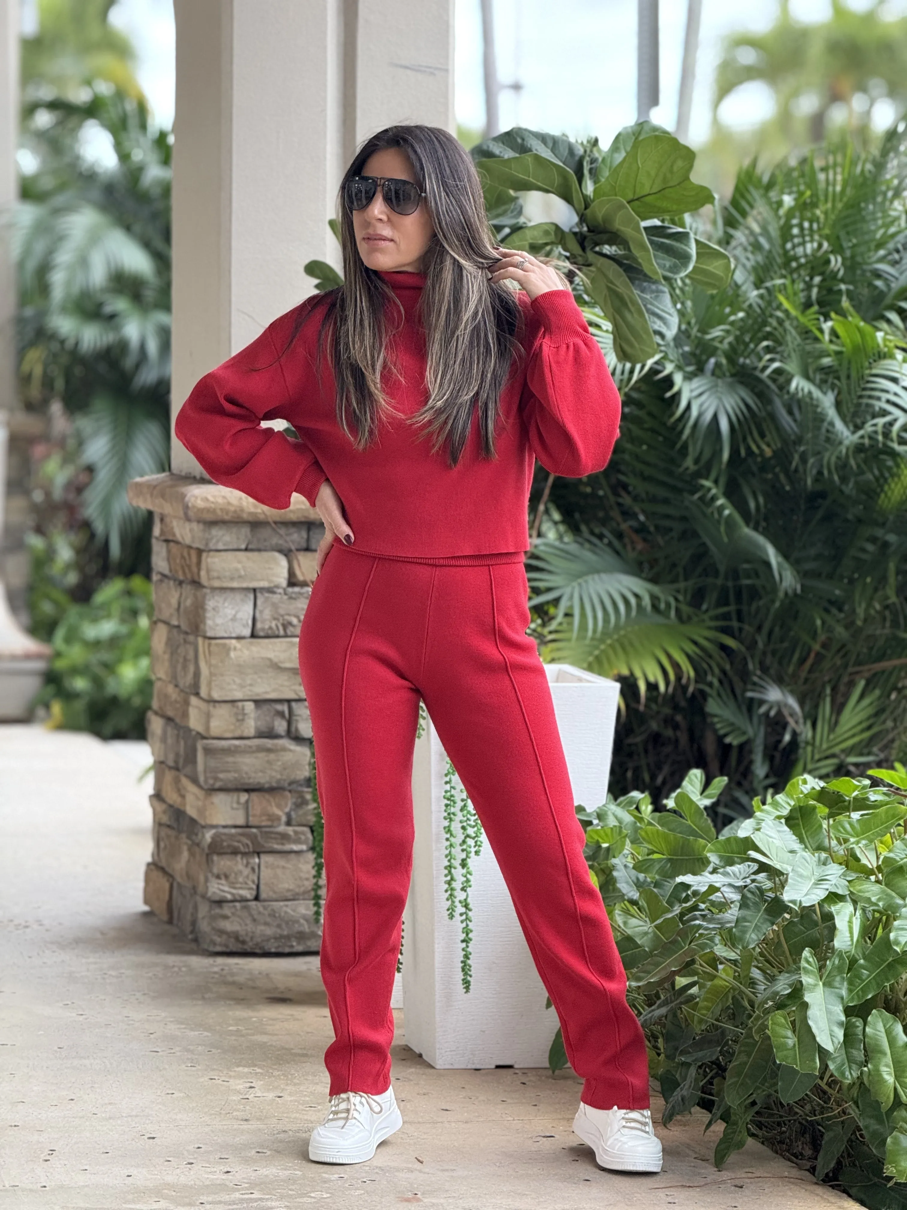 "Sonya" Turtle neck Knit Sweater And Pants Set