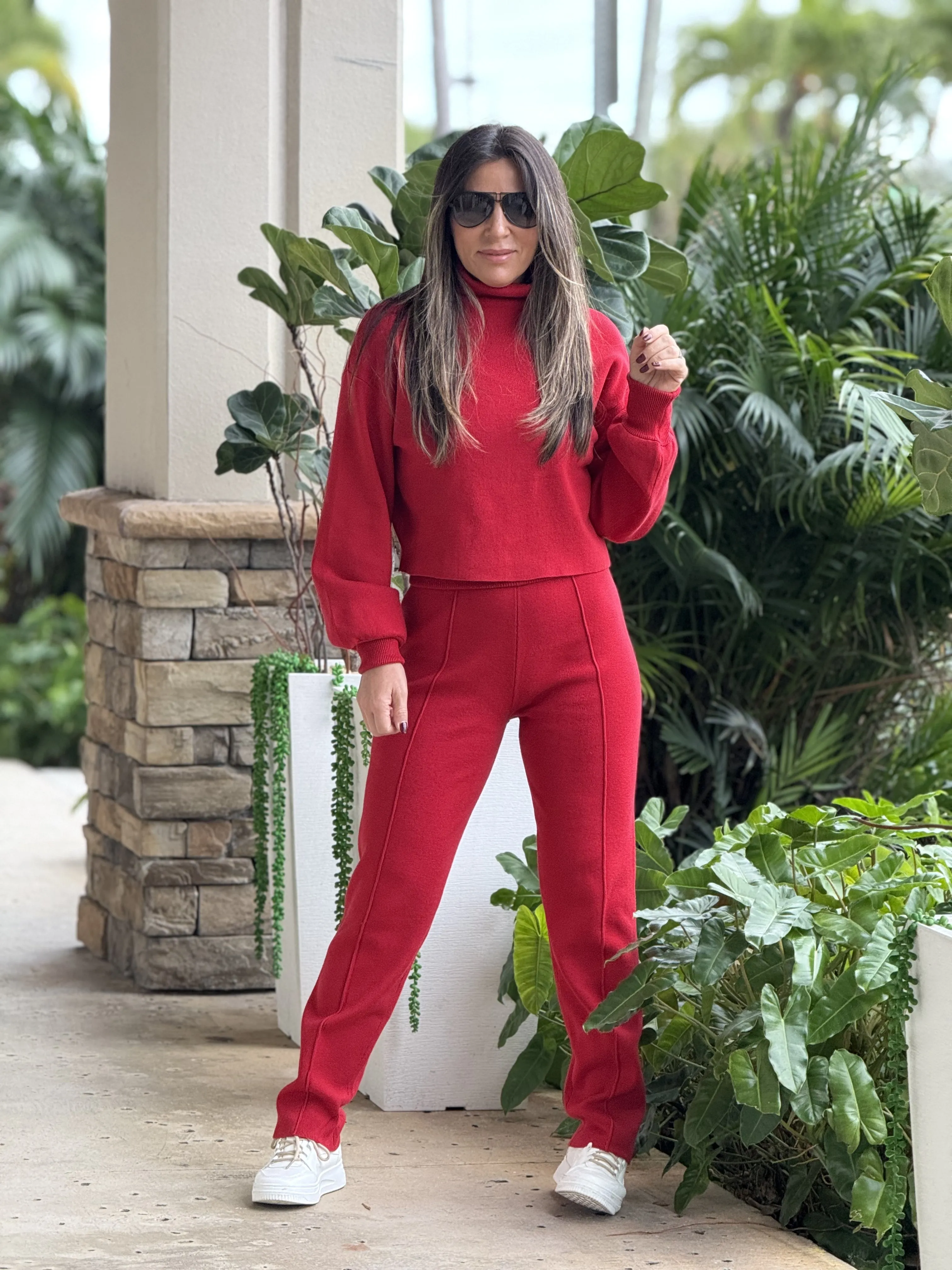 "Sonya" Turtle neck Knit Sweater And Pants Set