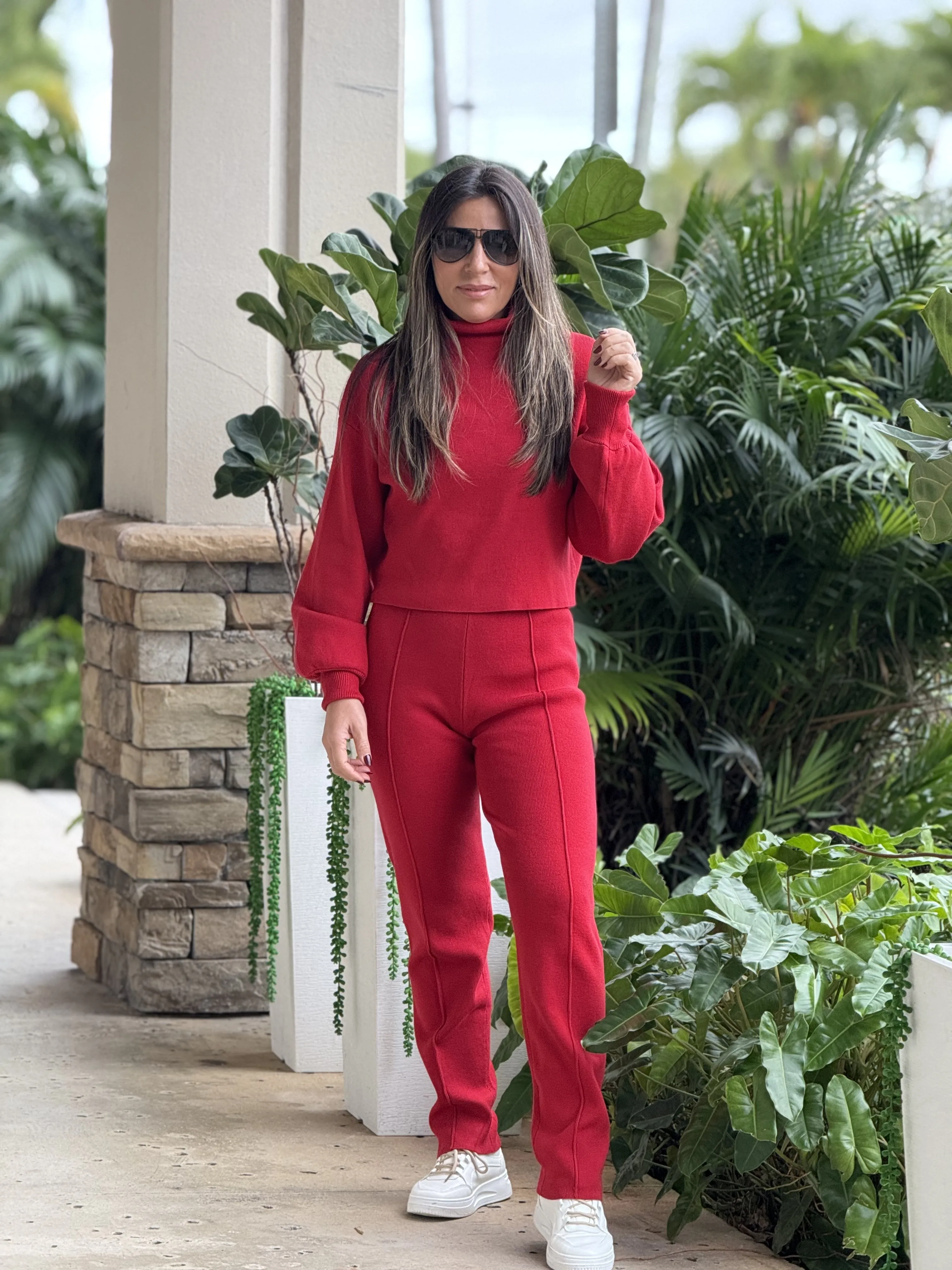 "Sonya" Turtle neck Knit Sweater And Pants Set