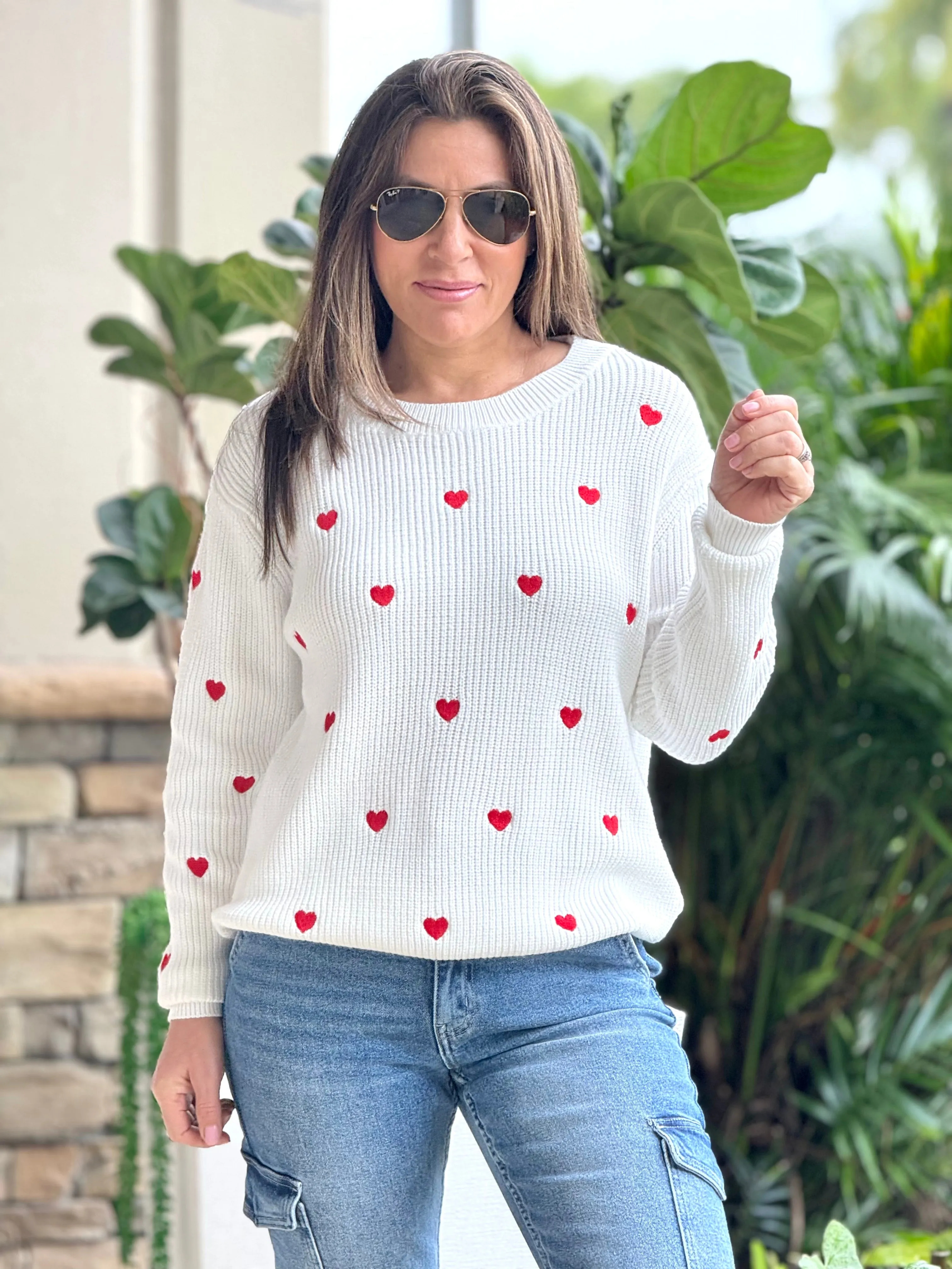"Wanda" Heart Shape Long Sleeve Sweater
