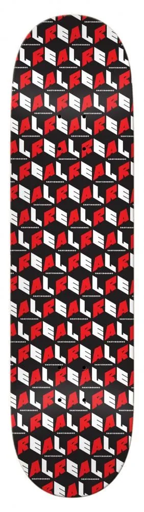 Real PP City Blocks Black/ Red Custom Complete Skateboard - 8.06"