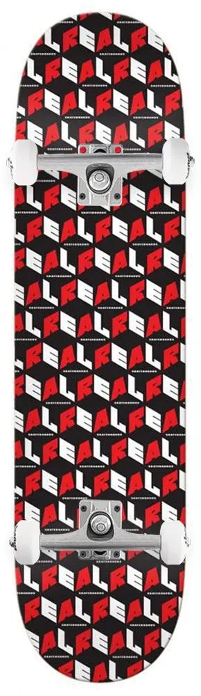Real PP City Blocks Black/ Red Custom Complete Skateboard - 8.06"