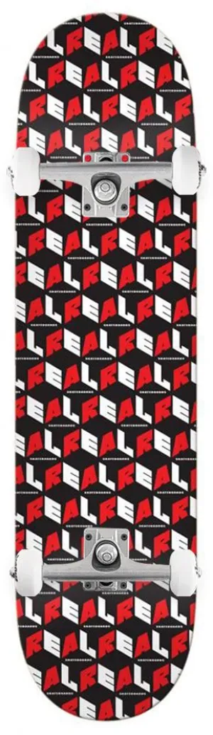 Real PP City Blocks Black/ Red Custom Complete Skateboard - 8.06"