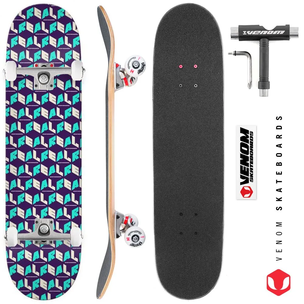 Real PP City Blocks Purple Custom Complete Skateboard - 7.75"