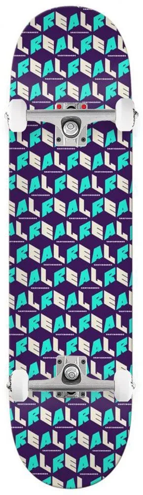 Real PP City Blocks Purple Custom Complete Skateboard - 7.75"