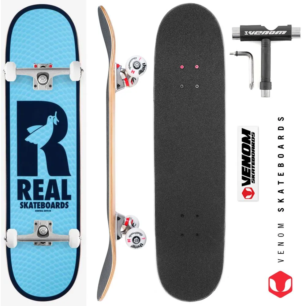 Real Renewal Doves Blue Custom Complete Skateboard - 7.75"