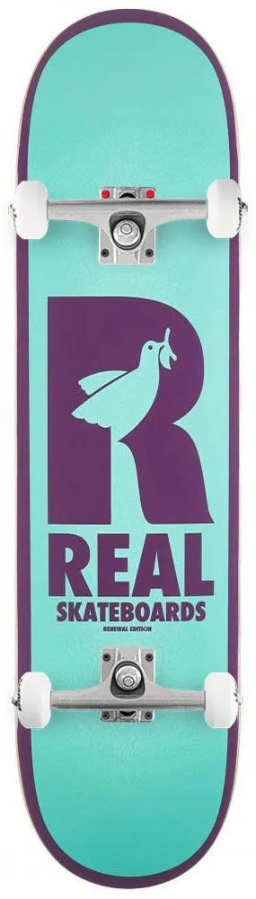 Real Renewal Doves Teal Custom Complete Skateboard - 8.06"
