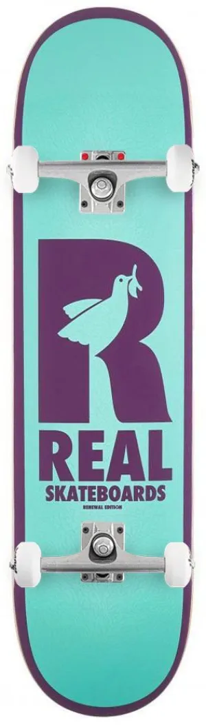 Real Renewal Doves Teal Custom Complete Skateboard - 8.06"