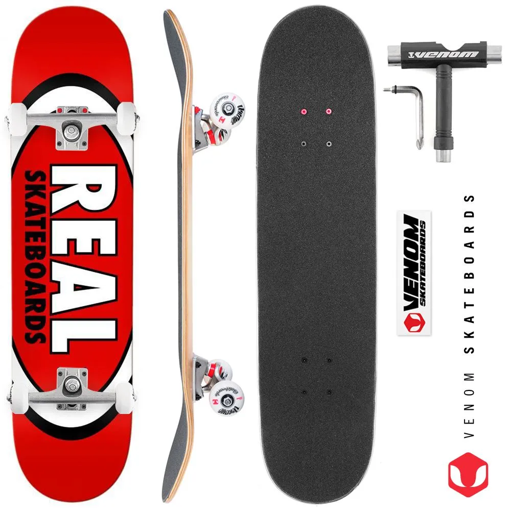 Real Team Classic Oval Red Custom Complete Skateboard - 8.12"