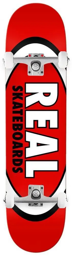 Real Team Classic Oval Red Custom Complete Skateboard - 8.12"