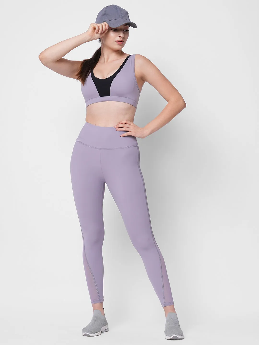 Reflective lavender high waist training tights
