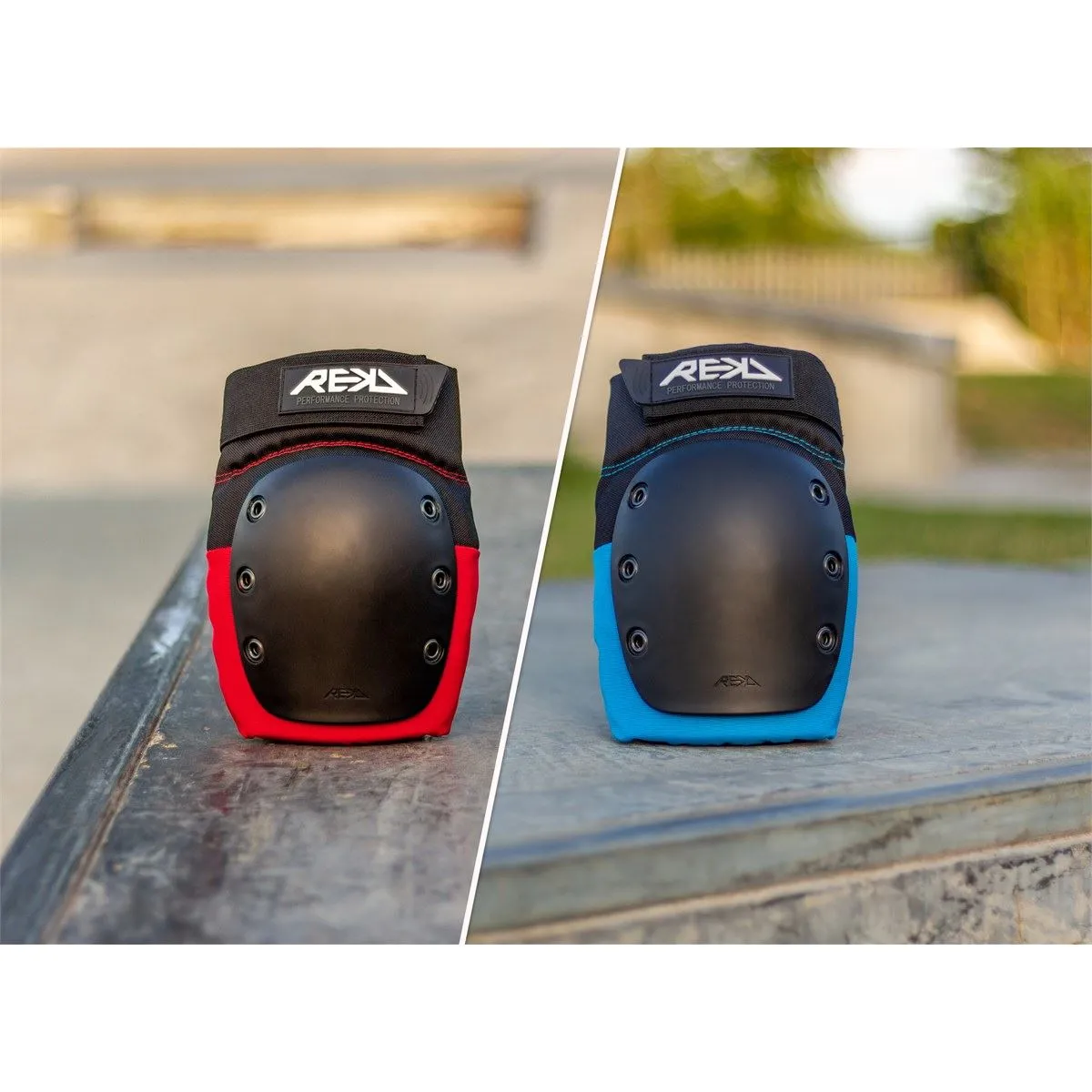 REKD Skateboard Skate Scooter BMX Ramp Knee Pads - Black / Blue