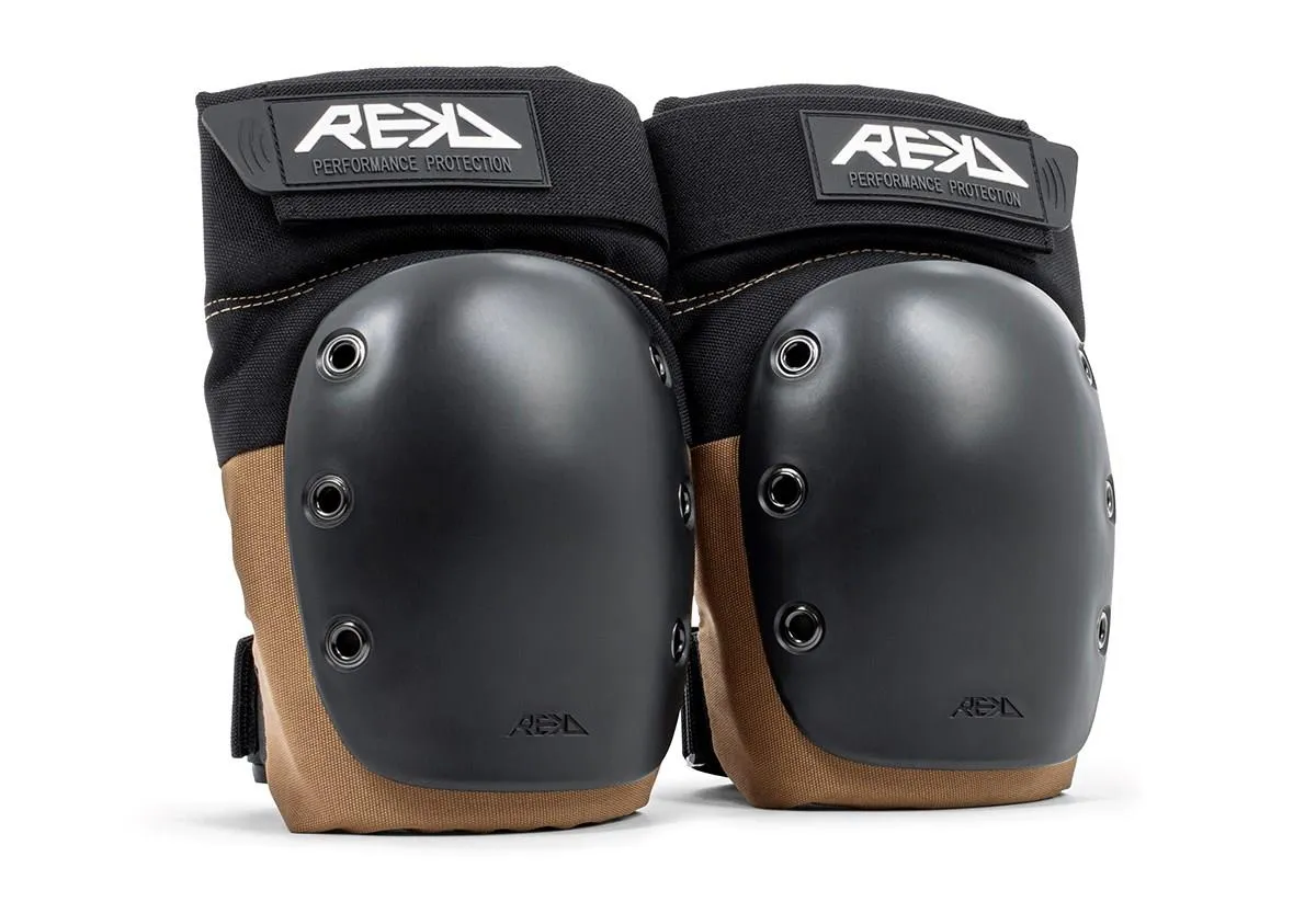 REKD Skateboard Skate Scooter BMX Ramp Knee Pads - Black / Khaki