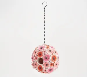 Resin birdhouse,  Pink Hydrangea,zq84g3350a