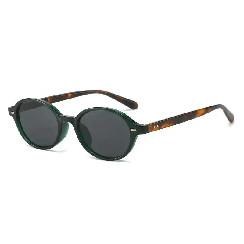 Retro Oval Sunglasses with Rivets