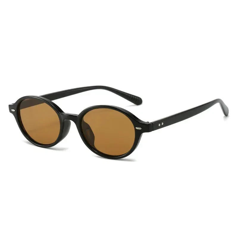 Retro Oval Sunglasses with Rivets