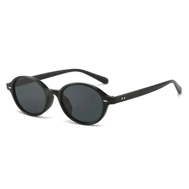 Retro Oval Sunglasses with Rivets