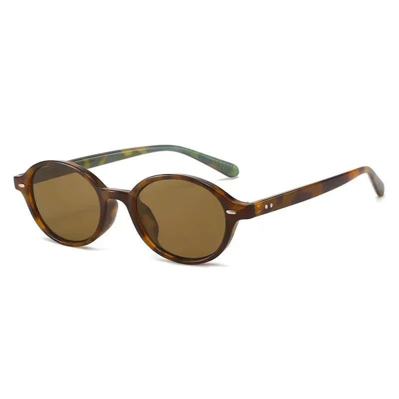 Retro Oval Sunglasses with Rivets