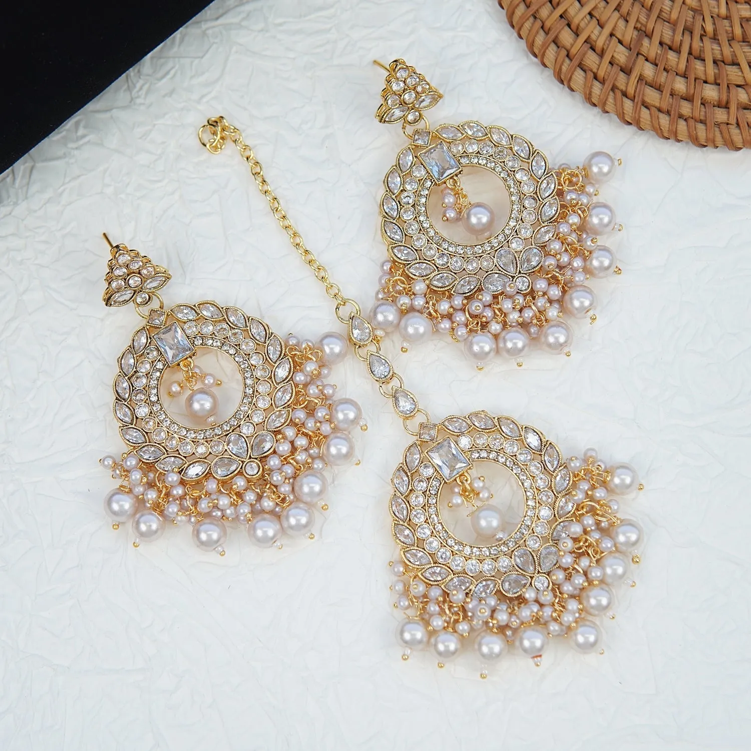 Reverse Ad Polki Style Earrings Teeka