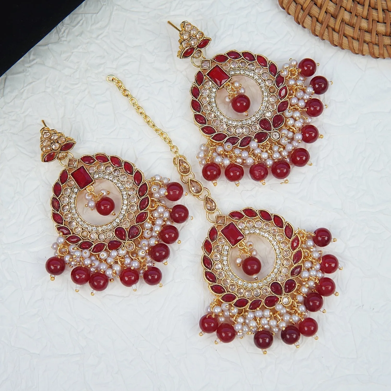 Reverse Ad Polki Style Earrings Teeka