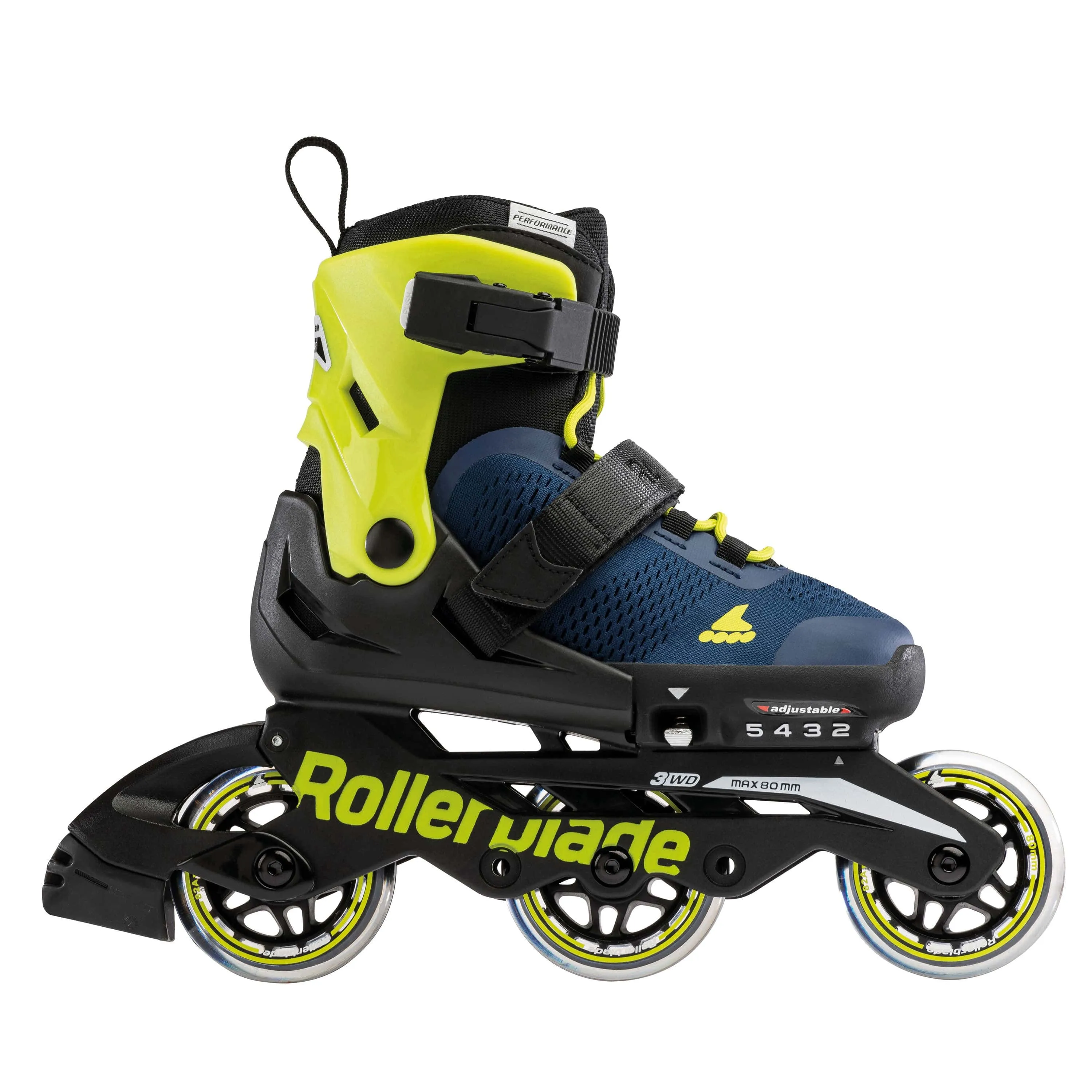 Rollerblade Microblade 3WD Kids Adjustable Inline Skates - Royal Blue/Lime