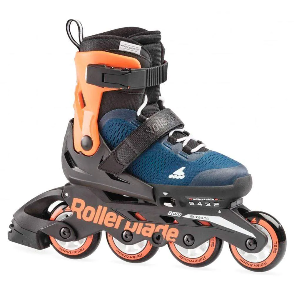 Rollerblade Microblade Kids Adjustable Inline Skates - Blue warm orange