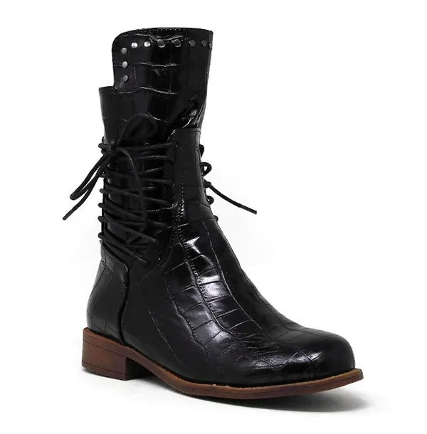 ROSELAND VEGAN CROCODILE BOOTS