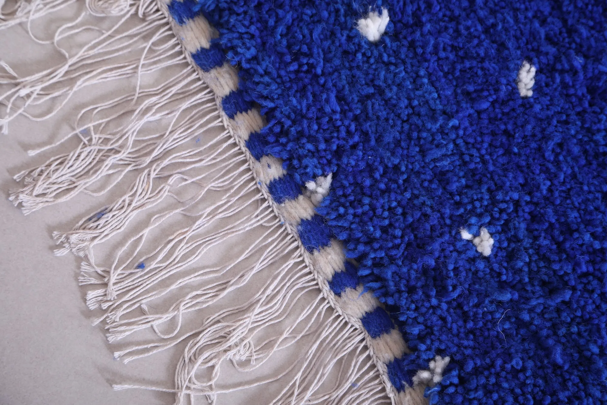 Runner handmade rug - custom berber carpet - Dotted Blue rug