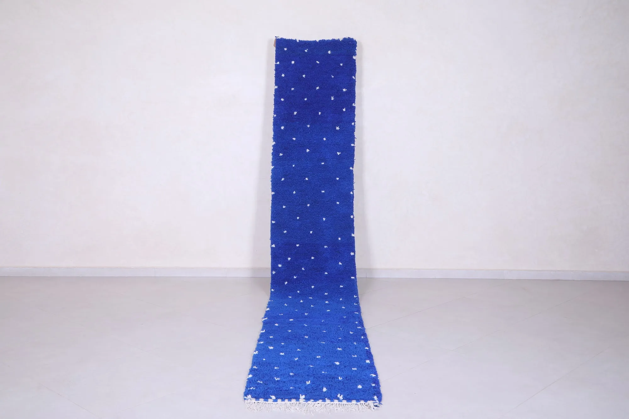 Runner handmade rug - custom berber carpet - Dotted Blue rug