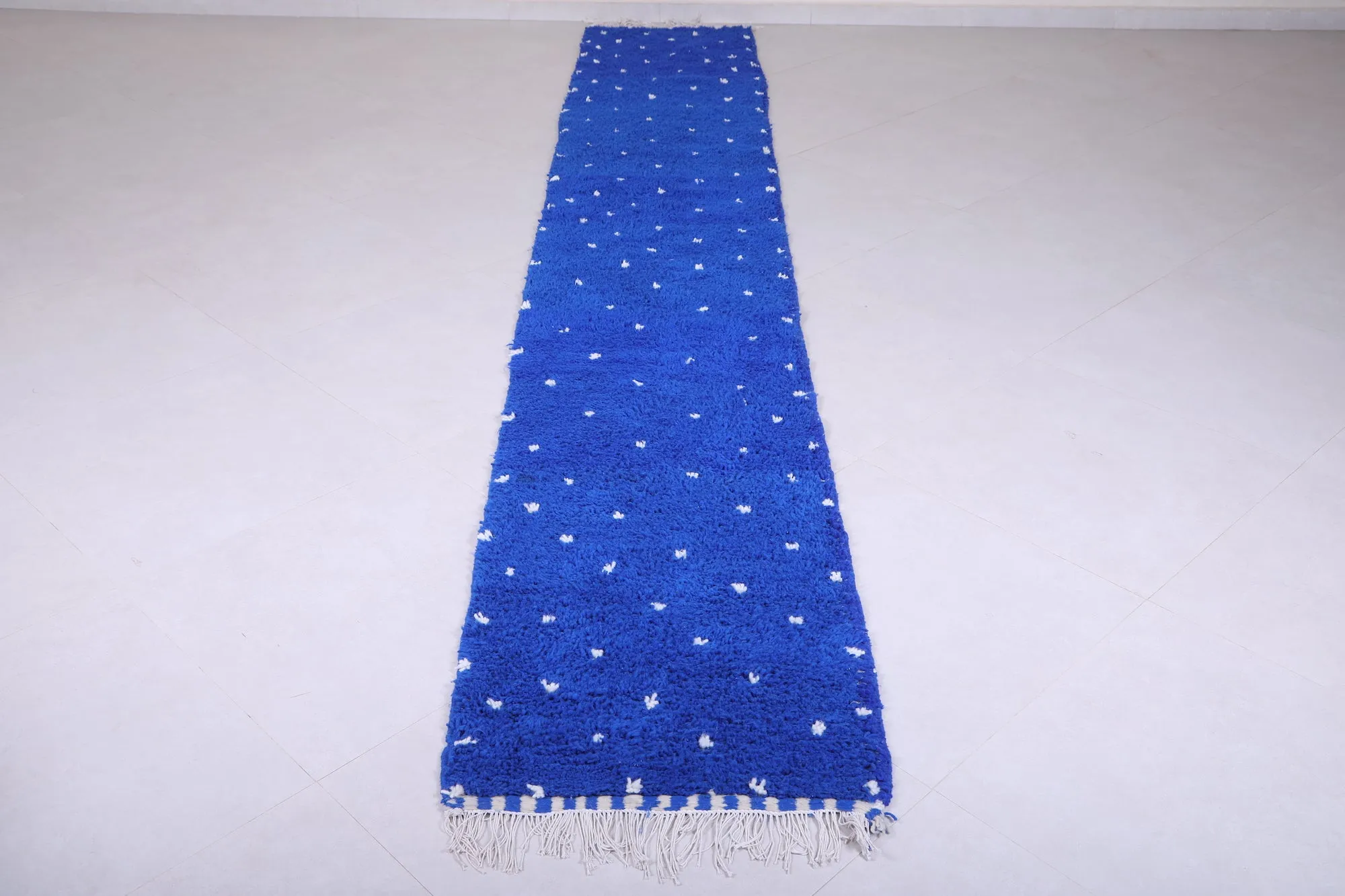 Runner handmade rug - custom berber carpet - Dotted Blue rug