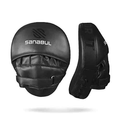 Sanabul Essential Curved Boxing MMA Punching Mitts (Allblack)