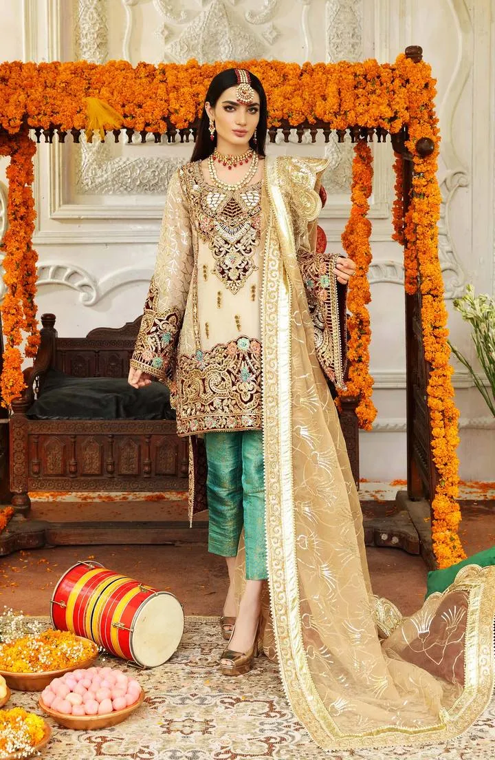 SFD0052 OPULENT | Shamrock Premium Resplendent Luxury Wedding Collection 2021 | Unstitched Embroidered Mesuri Suits