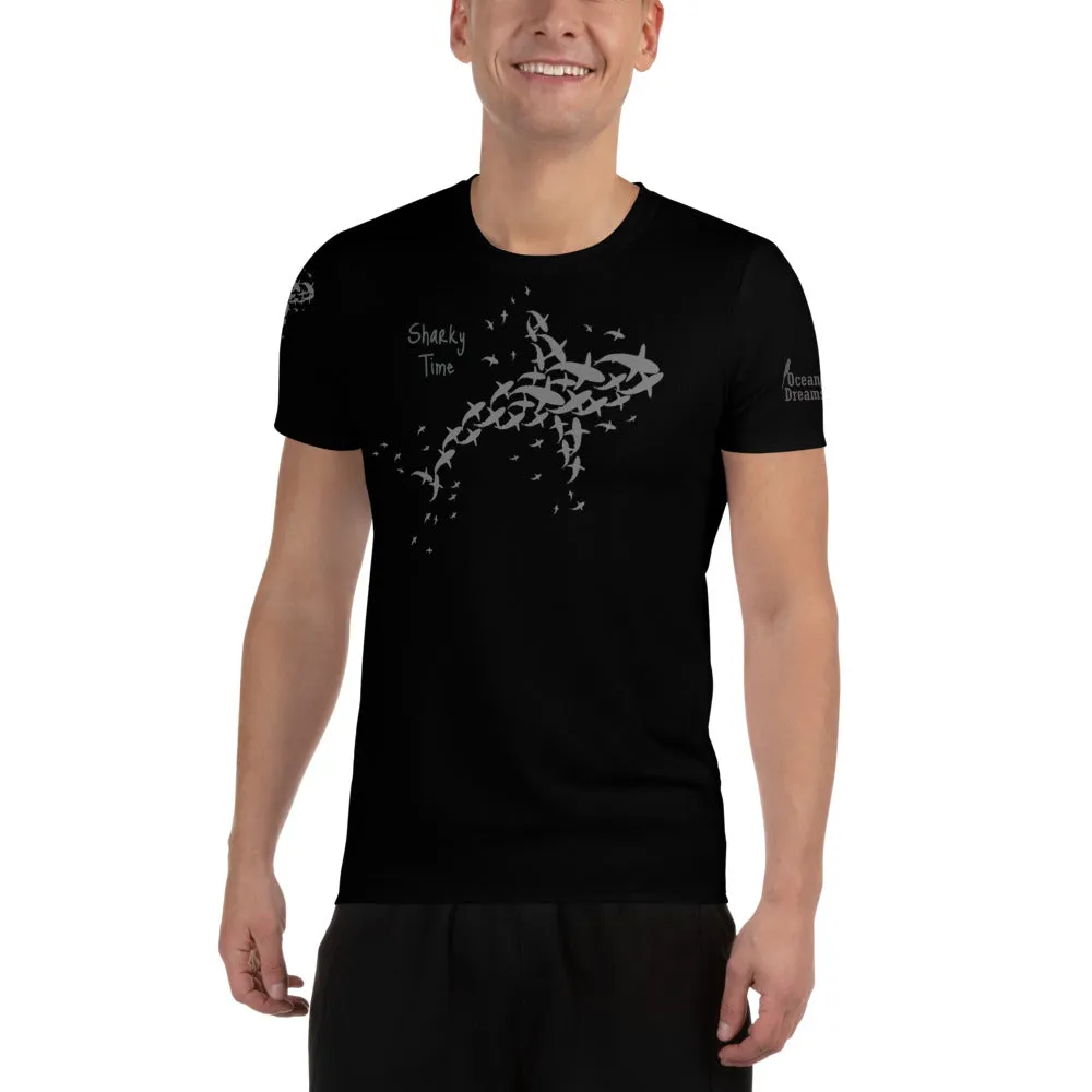 Sharky Time Design All-Over Print Men's Athletic T-shirt