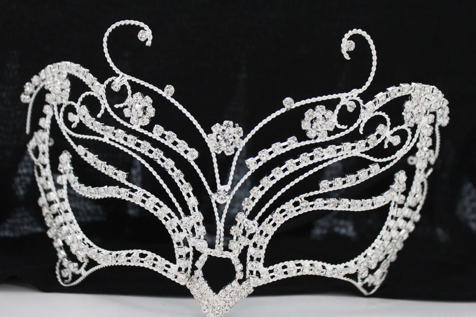 Silver Metal Large Butterfly Big Wings Tie Ribbon Halloween Costume Carnival Accessories