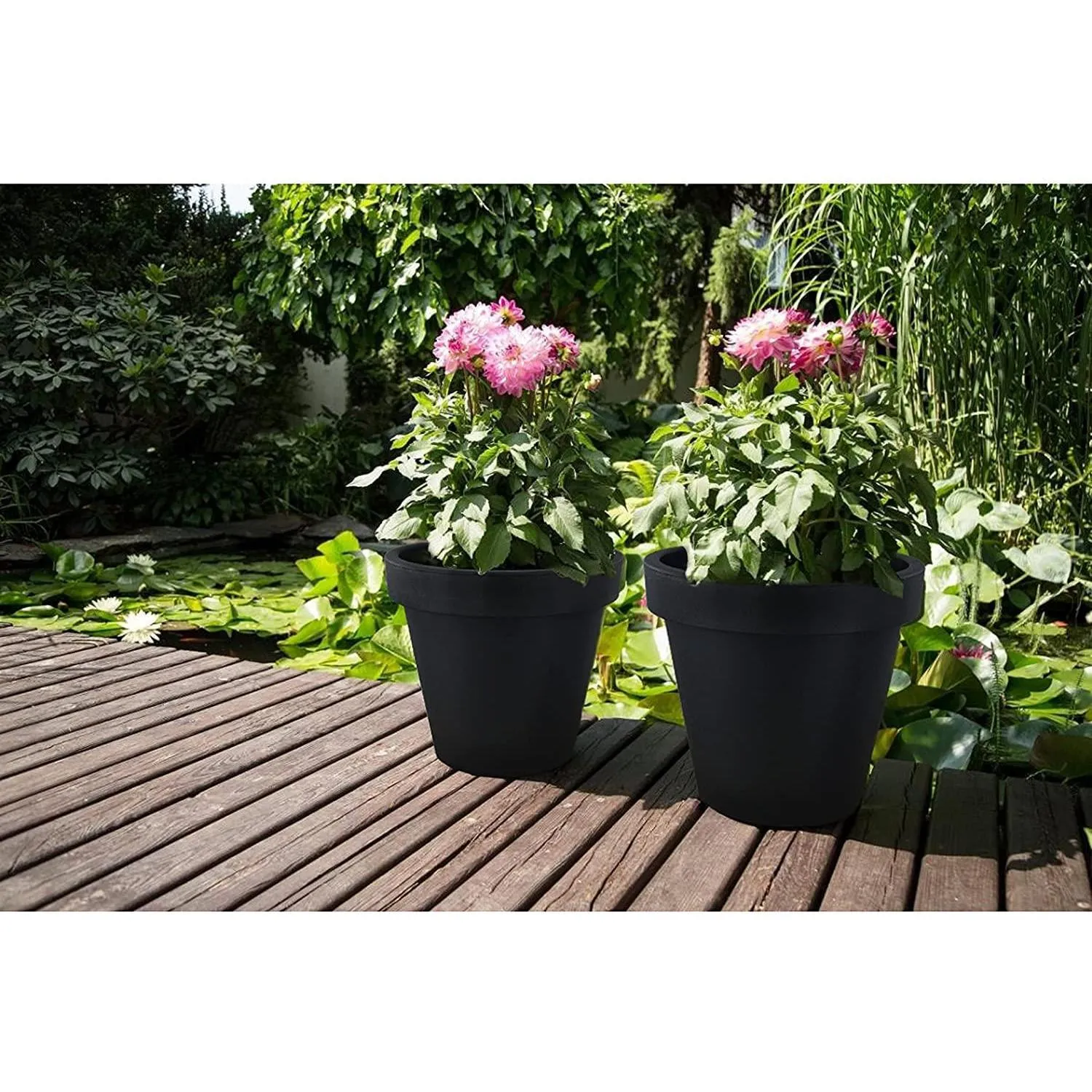 Small Round Anthracite Flower Planter 20 x 18 cm