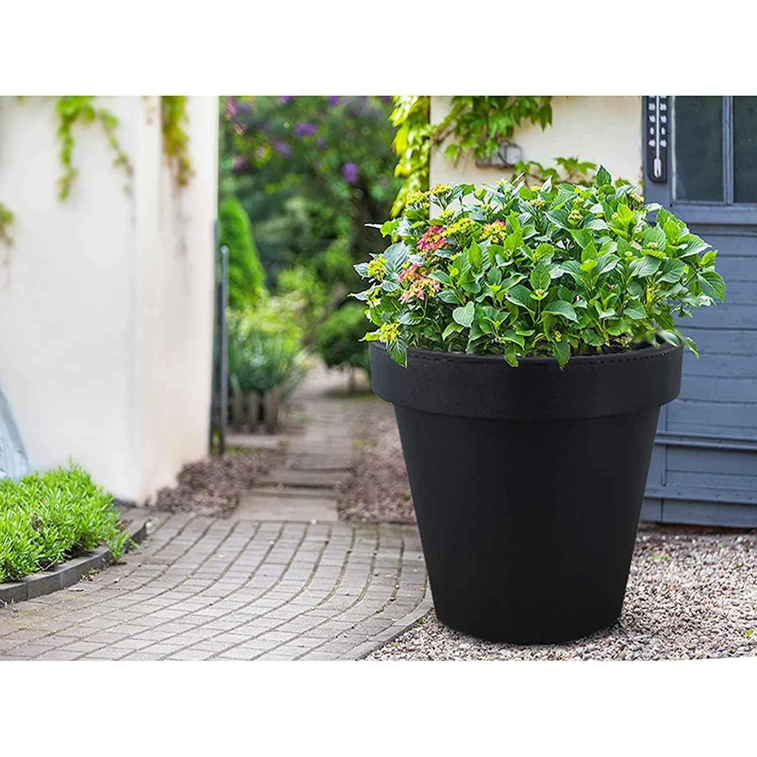 Small Round Anthracite Flower Planter 20 x 18 cm